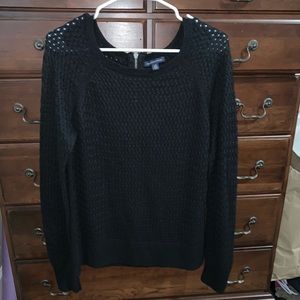 American Eagle Black Crochet Sweater